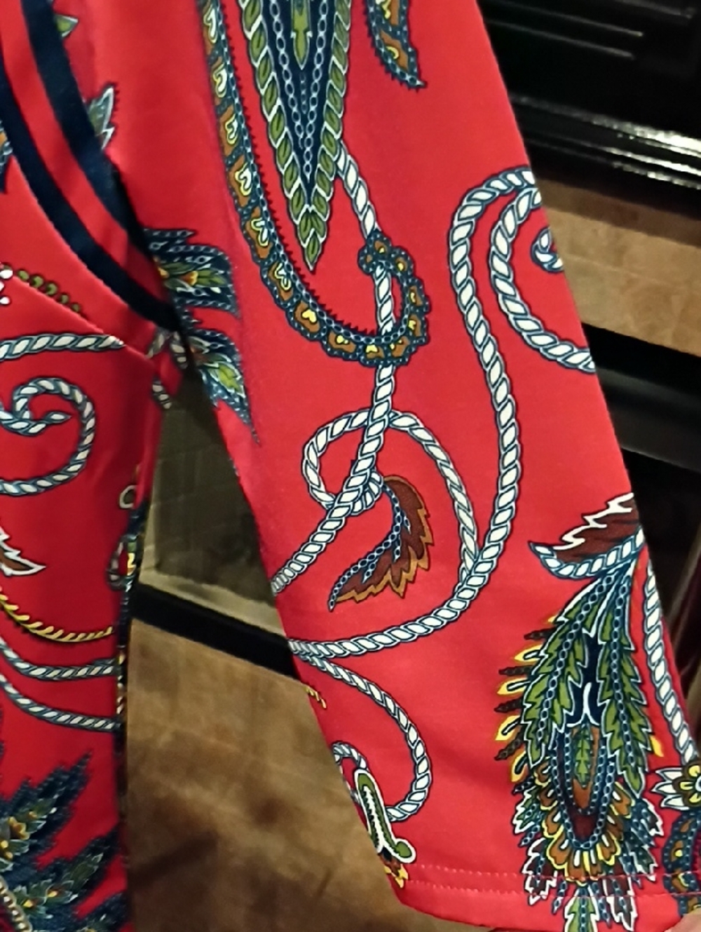 FINAL PRICE Gretchen Scott Red Multicolored Paisley Rope Print Blouse - Picture 8 of 15